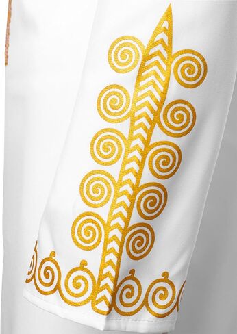 LucMatton Men's African Traditional Dashiki Luxury Metallic Gold Printed Mid Long Wedding Shirt in Saudi Arabia
