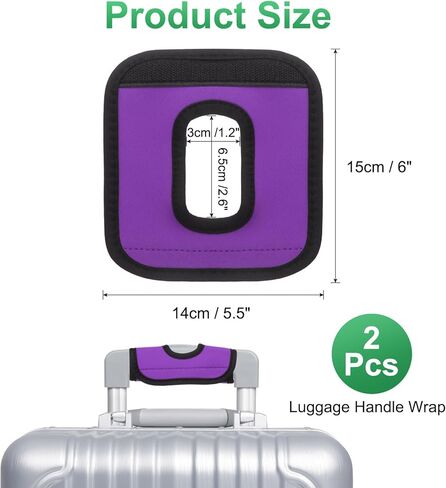 uxcell Luggage Handle Wrap, 2 Pcs Hollow Neoprene Handbag Grip Cover Protector Luggage Identifiers Suitcase Handle Wraps for Luggage Suitcase Travel Bags, Purple in Saudi Arabia