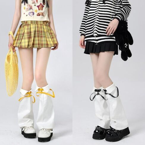 Y2K Harajuku تدفئة الساق للفتيات النساء أغطية الساق الشرير مع الأشرطة تأثيري جيارو ملابس الشارع الجمالية in Kuwait