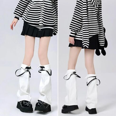 Y2K Harajuku تدفئة الساق للفتيات النساء أغطية الساق الشرير مع الأشرطة تأثيري جيارو ملابس الشارع الجمالية in Kuwait
