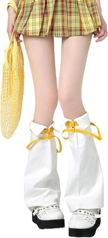Y2K Harajuku تدفئة الساق للفتيات النساء أغطية الساق الشرير مع الأشرطة تأثيري جيارو ملابس الشارع الجمالية in Kuwait