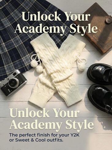 Y2K كابل متماسكة تدفئة الساق للنساء الفتيات Kawaii اليابانية-ins [ired Slouch Socks تدفئة الساق مع بوم بومس in Kuwait