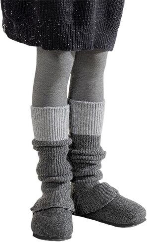 Lovely Warm Socks Sleeves Knitted Acrylic Fiber Soft Knee Length Length for Girls Daily Wear Long Leg Warmer in Saudi Arabia