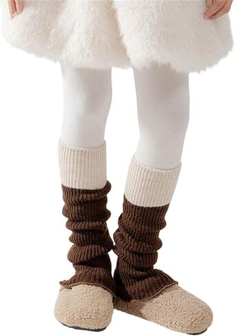 Lovely Warm Socks Sleeves Knitted Acrylic Fiber Soft Knee Length Length for Girls Daily Wear Long Leg Warmer in Saudi Arabia