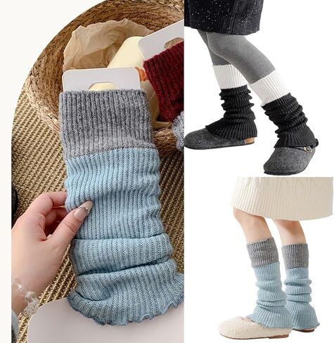Lovely Warm Socks Sleeves Knitted Acrylic Fiber Soft Knee Length Length for Girls Daily Wear Long Leg Warmer in Saudi Arabia