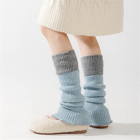 Lovely Warm Socks Sleeves Knitted Acrylic Fiber Soft Knee Length Length for Girls Daily Wear Long Leg Warmer in Saudi Arabia