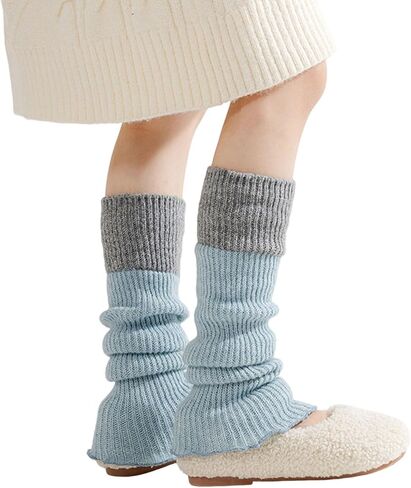 Lovely Warm Socks Sleeves Knitted Acrylic Fiber Soft Knee Length Length for Girls Daily Wear Long Leg Warmer in Saudi Arabia