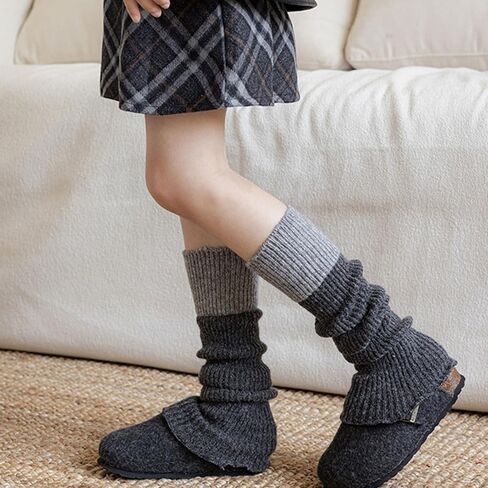 Lovely Warm Socks Sleeves Knitted Acrylic Fiber Soft Knee Length Length for Girls Daily Wear Long Leg Warmer in Saudi Arabia