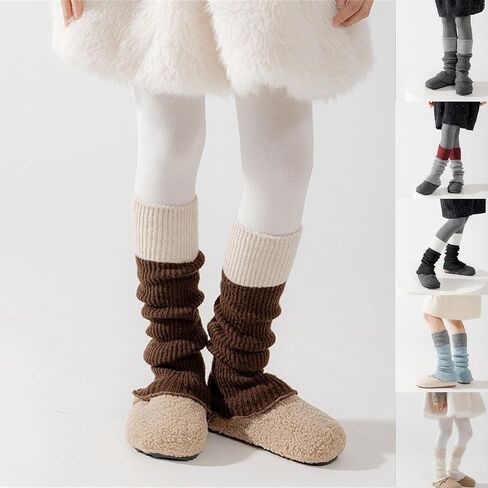 Lovely Warm Socks Sleeves Knitted Acrylic Fiber Soft Knee Length Length for Girls Daily Wear Long Leg Warmer in Saudi Arabia