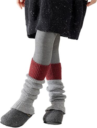 Lovely Warm Socks Sleeves Knitted Acrylic Fiber Soft Knee Length Length for Girls Daily Wear Long Leg Warmer in Saudi Arabia