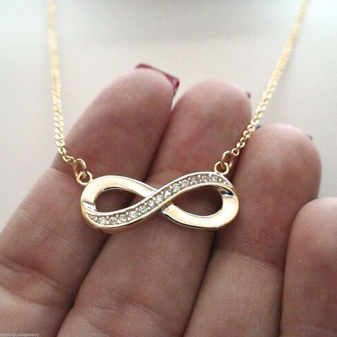 Gold Infinity Statement Chunky Pendant Rhinestone Necklace for Women Silver Infinity Jewelry Forever Love in Saudi Arabia