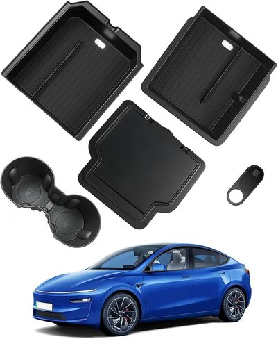 WinDu 5PCS Model 3 Model Y Center Console Organizer Tray Compatible for Tesla 2021-2024 Model Y and 2021-2023 Model 3 Accessories Armrest Hidden Box Storage Tray Cup Holder Camera Cover in Saudi Arabia