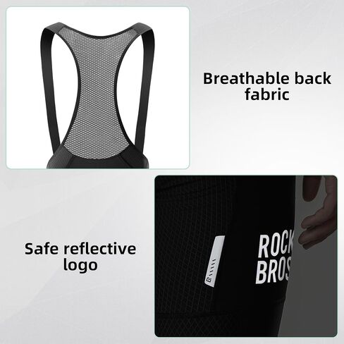 ROCKBROS شورت ركوب الدراجات للرجال مبطن شورت ركوب الدراجات مريلة شورت ركوب الدراجات مع جيوب أسود in Saudi Arabia