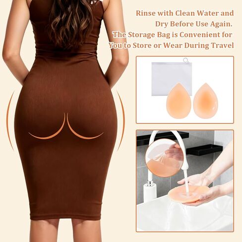 4 قطع من وسادات المؤخرة المصنوعة من السيليكون للنساء، لاصقة قابلة لإعادة الاستخدام ومصحح انحدار الورك للملابس الداخلية in Kuwait