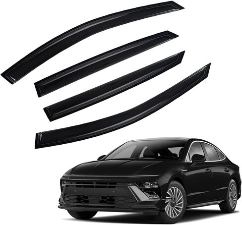 4pcs Out-Channel Smoke Tint Rain Guard compatible with 1997-2003 BMW E39 5-Series 4-Door Sedan M5 525 528 530 540 i Tape-On Vent Deflector Window Visors Car Accessories in Saudi Arabia
