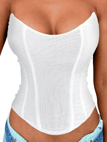 LovelyWholesale Mesh Corset Top for Women Sexy Strapless Bustier Tops Party Club in Saudi Arabia