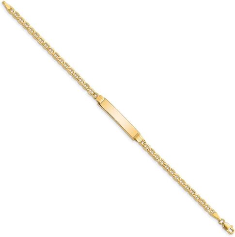 14K Yellow Gold Semi-solid Anchor Link ID Bracelet in Saudi Arabia