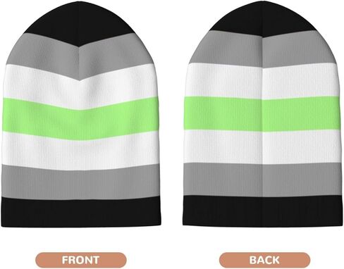 Agender Pride Flag Knitted Hat Beanie Cap Slouchy Knit Skull Caps Adult Chemo Caps Cancer Headwear for Indoor Outdoor Women Men Black in Saudi Arabia