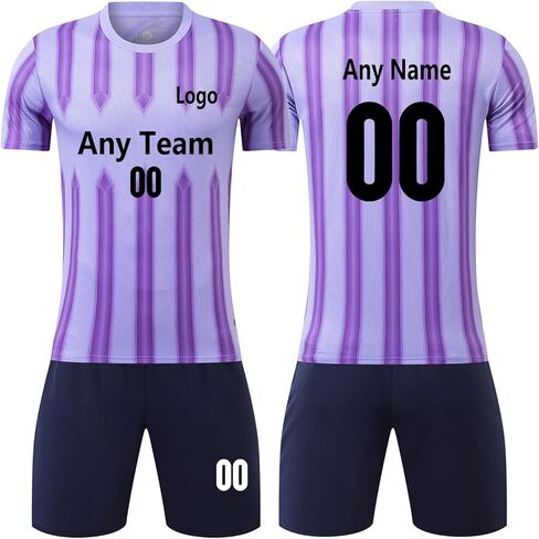 Customized Football Jerseys Youth Soccer Jersey Kids, Boys Girls Football Fan Jersey 2-Pack Uniform T-Shirt Shorts Kit Set in Saudi Arabia