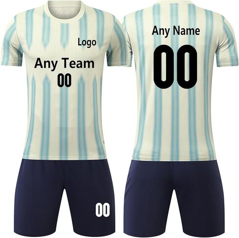 Customized Football Jerseys Youth Soccer Jersey Kids, Boys Girls Football Fan Jersey 2-Pack Uniform T-Shirt Shorts Kit Set in Saudi Arabia