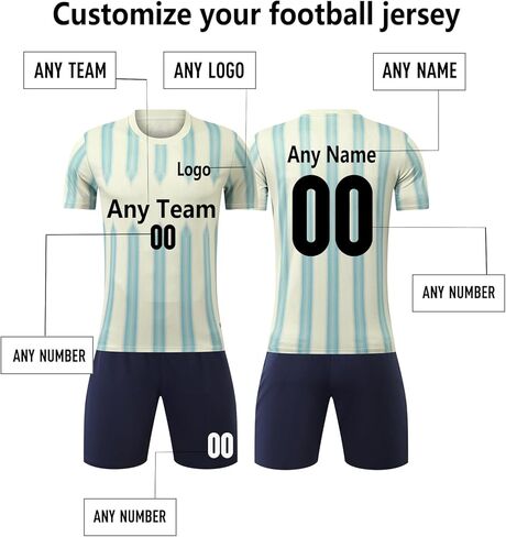 Customized Football Jerseys Youth Soccer Jersey Kids, Boys Girls Football Fan Jersey 2-Pack Uniform T-Shirt Shorts Kit Set in Saudi Arabia