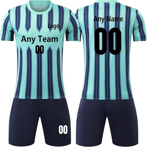 Customized Football Jerseys Youth Soccer Jersey Kids, Boys Girls Football Fan Jersey 2-Pack Uniform T-Shirt Shorts Kit Set in Saudi Arabia