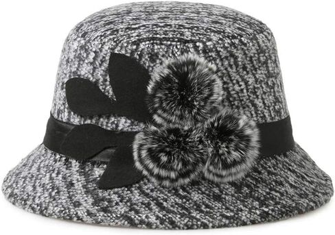 Vintage Cloche Bucket Hat with Flower Collapsible Felt Church Bowler Hat in Saudi Arabia