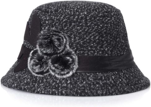 Vintage Cloche Bucket Hat with Flower Collapsible Felt Church Bowler Hat in Saudi Arabia
