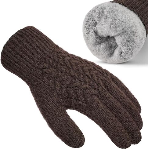 Pleneal Women Winter Gloves, Touch Screen Knit Gloves with Thermal Soft Lining Dual-Layer Glove for Cold Weather in Saudi Arabia