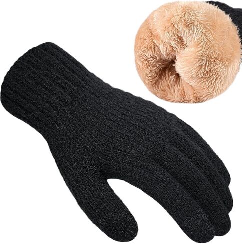 Pleneal Women Winter Gloves, Touch Screen Knit Gloves with Thermal Soft Lining Dual-Layer Glove for Cold Weather in Saudi Arabia