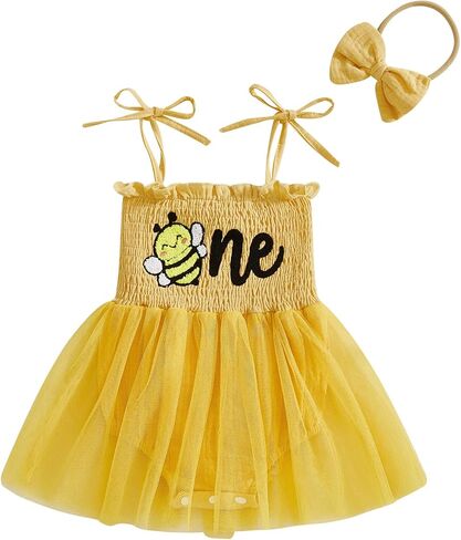 BULINGNA Summer Baby Girl First Birthday Outfit Ladybug Letter One Embroidery Tutu Romper Dress Headband for 1 Year Old Girl in Saudi Arabia
