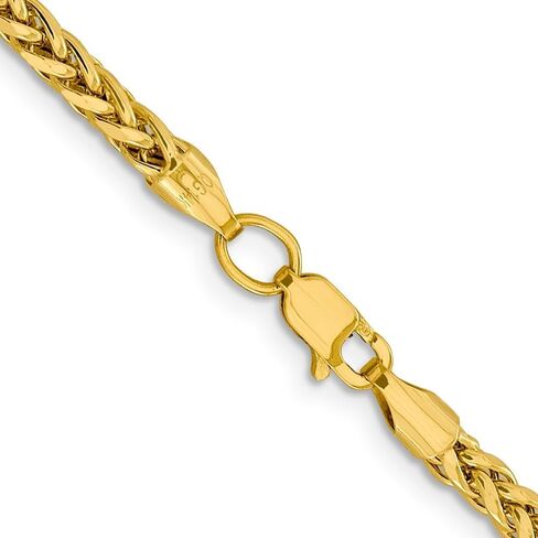 Diamond2Deal 14k Yellow Gold 3.1mm Spiga Wheat Chain Necklace 22" Necklace 10.53g in Kuwait