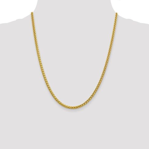Diamond2Deal 14k Yellow Gold 3.1mm Spiga Wheat Chain Necklace 22" Necklace 10.53g in Kuwait