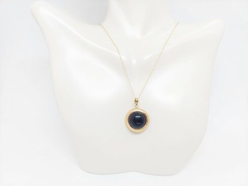 Lucky&Store Balck ONYX Round 14k Yellow Gold Charm/Pendant/Necklace 18 Inches Rope 14k Yellow Gold Chain. Onyx 14k Yellow Gold Pendant. Black ONYX LOVER. in Saudi Arabia