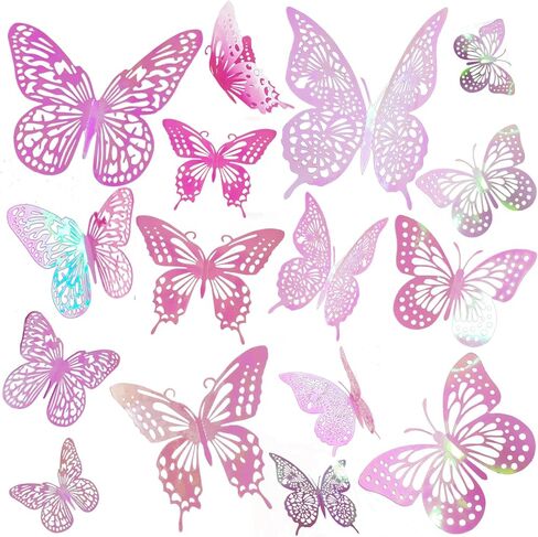 JOSDIOX 3D Butterfly Wall Decor Sticker -48 Pcs, 4 Styles, 3 Sizes Gold Butterflies Decoration for Party, Birthday & Wedding Celebrations, Cake Decorating, Balloons, Removable Stickers. in Kuwait