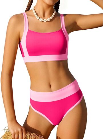 AMAWMW Girls Swimsuit Color Block Bikini Sets Adjustable Straps Two Piece Bathing Suit Swimwear for Teens 7-16Y in Saudi Arabia