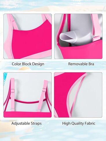 AMAWMW Girls Swimsuit Color Block Bikini Sets Adjustable Straps Two Piece Bathing Suit Swimwear for Teens 7-16Y in Saudi Arabia