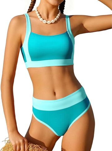 AMAWMW Girls Swimsuit Color Block Bikini Sets Adjustable Straps Two Piece Bathing Suit Swimwear for Teens 7-16Y in Saudi Arabia
