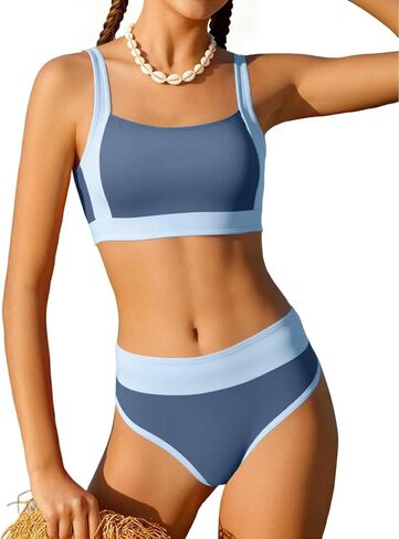 AMAWMW Girls Swimsuit Color Block Bikini Sets Adjustable Straps Two Piece Bathing Suit Swimwear for Teens 7-16Y in Saudi Arabia