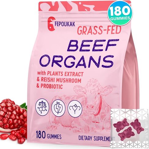 (180 Gummies) Beef Organ Supplement for Women - 5300mg Beef Liver, Kidney, Uterus & 10 More, for Hormone Balance, Menstruation, Energy, Immunity, Gut & Skin Health - 100% Grass Fed & Pasture Raise in Saudi Arabia