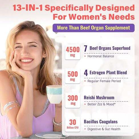 (180 Gummies) Beef Organ Supplement for Women - 5300mg Beef Liver, Kidney, Uterus & 10 More, for Hormone Balance, Menstruation, Energy, Immunity, Gut & Skin Health - 100% Grass Fed & Pasture Raise in Saudi Arabia