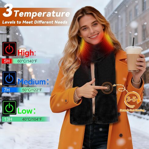 وشاح ساخن للنساء مع جيب، بطارية قابلة لإعادة الشحن 5000 مللي أمبير في الساعة 3 مستويات لدرجة الحرارة قابلة للتعديل لتدفئة الرقبة in Kuwait