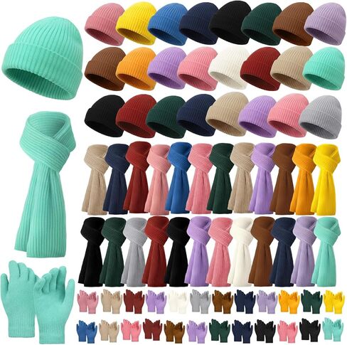 Suhine Winter Beanies Scarves Gloves Bulk Thermal Knit Hat Touch Screen Gloves Set Homeless Donation Charity Gift Women Men in Saudi Arabia