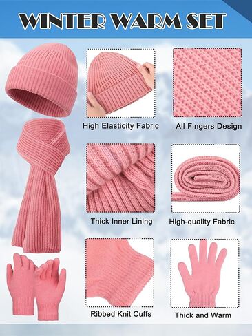 Suhine Winter Beanies Scarves Gloves Bulk Thermal Knit Hat Touch Screen Gloves Set Homeless Donation Charity Gift Women Men in Saudi Arabia