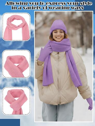 Suhine Winter Beanies Scarves Gloves Bulk Thermal Knit Hat Touch Screen Gloves Set Homeless Donation Charity Gift Women Men in Saudi Arabia