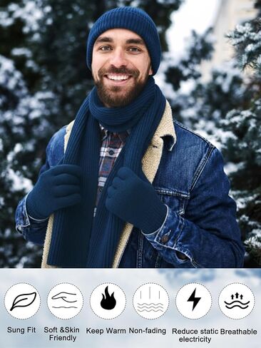 Suhine Winter Beanies Scarves Gloves Bulk Thermal Knit Hat Touch Screen Gloves Set Homeless Donation Charity Gift Women Men in Saudi Arabia