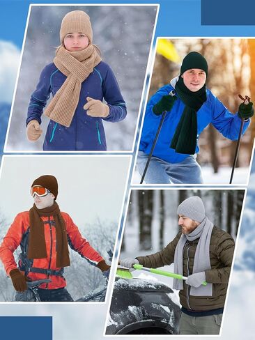 Suhine Winter Beanies Scarves Gloves Bulk Thermal Knit Hat Touch Screen Gloves Set Homeless Donation Charity Gift Women Men in Saudi Arabia