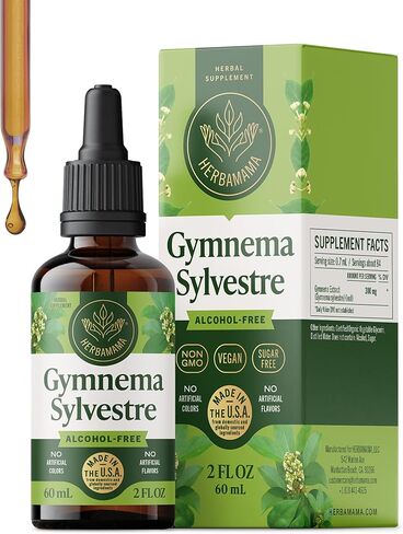 HERBAMAMA Gymnema Sylvestre Drops - Vegan Antioxidant & Overall Support with Gymnema Leaf Extract Tincture - Non-GMO, Alcohol & Sugar-Free Liquid Gurmar Supplement, 84-Day Supply in Saudi Arabia