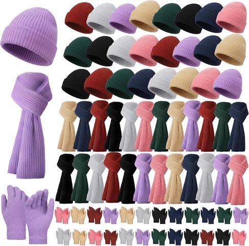 Suhine Winter Beanies Scarves Gloves Bulk Thermal Knit Hat Touch Screen Gloves Set Homeless Donation Charity Gift Women Men in Saudi Arabia