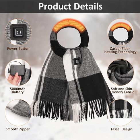 وشاح تسخين للرجال والنساء، وشاح تسخين لتدفئة الرقبة مع بطارية محمولة 5000 مللي أمبير في الساعة و3 درجات حرارة قابلة للتعديل in Kuwait